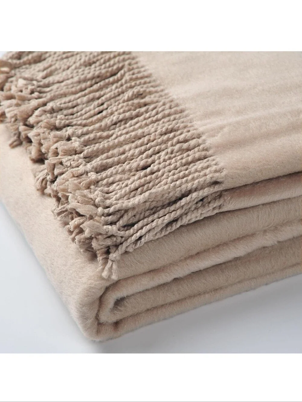 EP Mode Fringed Mulberry Silk Throw Blanket Sofa (Rugby Tan)lightweight 65x50